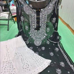 Chinakari kurta/sharara with mirror work